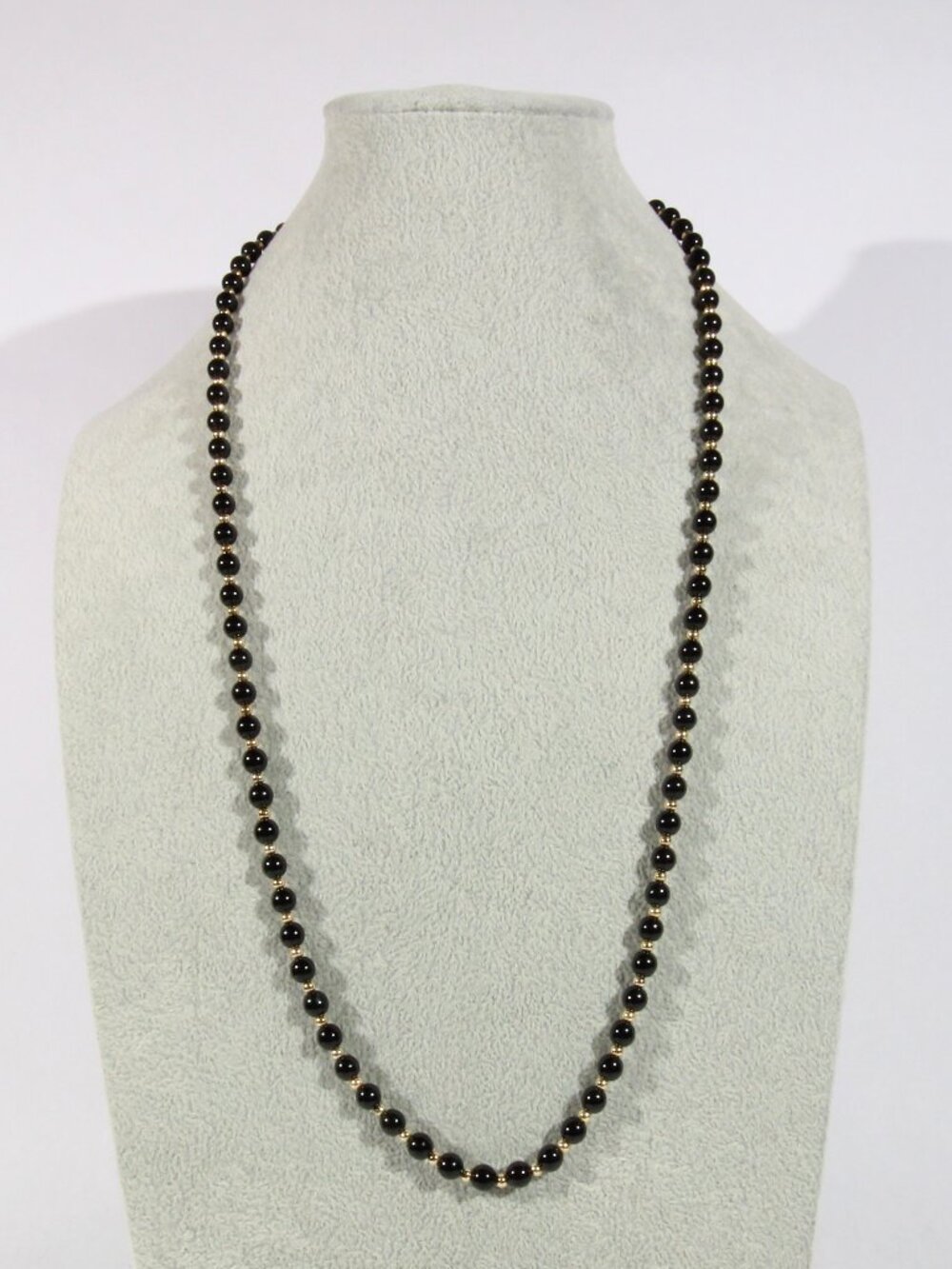 Vintage Monet Black and Gold Beaded Necklace